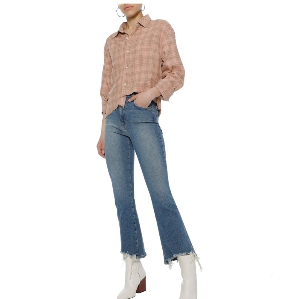 CURRENT ELLIOTT High Waist Distressed Kick-flare Jeans
